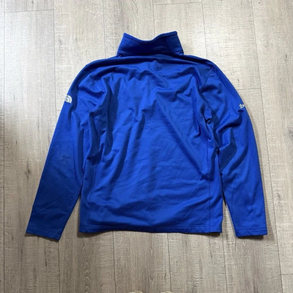 The North Face Tech 1/4 Zip Fleece Jacket Men's Blue Embroidered Stretch Size M